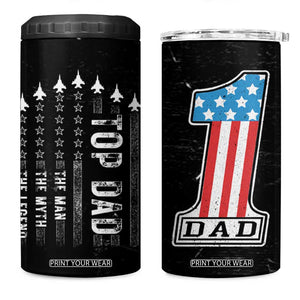 Gifts For Dad 4 in 1 Can Cooler Tumbler Top Dad American Patriotic TB09 One Size: 16 oz Black Print Your Wear
