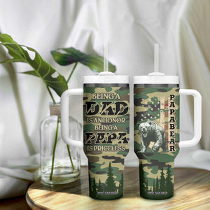 Papabear Best Dad Ever Tumbler With Handle Being A Dad Is An Honor Being A Papa Is Priceless TB09 Print Your Wear