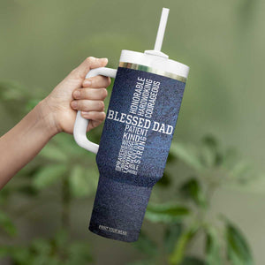 Blessed Dad Christian Tumbler With Handle Christ Cross Patriotic American Flag TB09 Print Your Wear