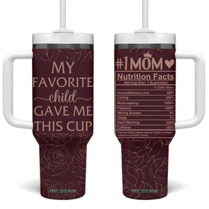 Gifts For Mom Tumbler With Handle My Favorite Child Gave Me This Cup TB09 One Size: 40 oz Red Roses Print Your Wear