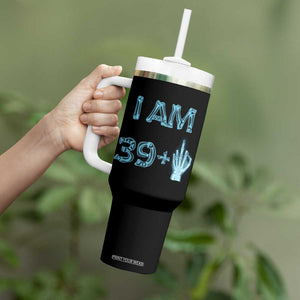Funny Birthday Gifts Tumbler With Handle I Am 39 Plus One Middle Finger Xray Skeleton TB09 Print Your Wear