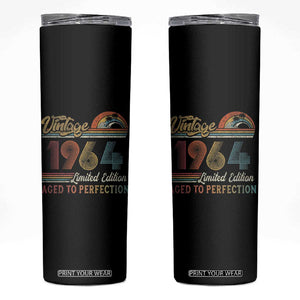 Funny Birthday Gifts Skinny Tumbler Vintage 1964 Aged To Perfection 60th Birthday TB09 Black Print Your Wear
