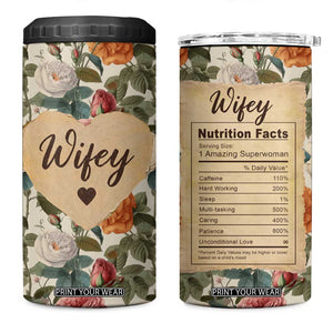 Valentines Day Gifts for Her 4 in 1 Can Cooler Tumbler Best Wife Ever TB09 One Size: 16 oz Vintage Roses Print Your Wear