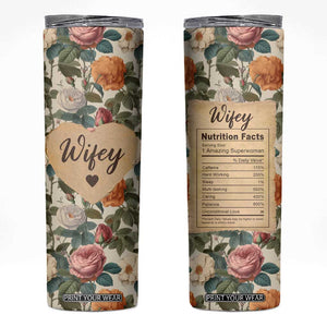 Valentines Day Gifts for Her Skinny Tumbler Best Wife Ever TB09 Vintage Roses Print Your Wear