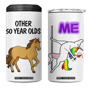 50th Birthday 4 in 1 Can Cooler Tumbler Funny Dancing Unicorn 1976 Other 50 Year Olds TB10 One Size: 16 oz White Print Your Wear