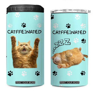 Cute Cat Coffee 4 in 1 Can Cooler Tumbler Catffeinated Decaf Coffee Mug TB10 One Size: 16 oz Blue Print Your Wear
