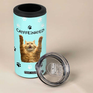 Cute Cat Coffee 4 in 1 Can Cooler Tumbler Catffeinated Decaf Coffee Mug TB10 Print Your Wear