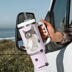 Funny Husky Tumbler With Handle Everything Tastes Better With Dog Hair Gifts for Husky Owner TB10 Print Your Wear