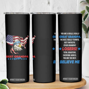 Best Grandpa Ever Skinny Tumbler Gifts for Grandfather New Grandfather Granddad Eagle US Flag TB10 Print Your Wear