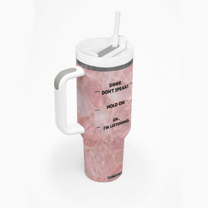 Funny Cat Tumbler With Handle Shhh Don't Speak Hold on Ok I'm Listening Cat Lover Gifts TB10 Print Your Wear