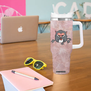 Funny Cat Tumbler With Handle Shhh Don't Speak Hold on Ok I'm Listening Cat Lover Gifts TB10 Print Your Wear