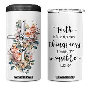 Christian Gifts for Women Faith 4 in 1 Can Cooler Tumbler Encouragement Inspirational Flower Mothers Day Bible Gift TB10 One Size: 16 oz White Print Your Wear