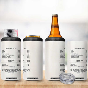 Christian Inspirational 4 in 1 Can Cooler Tumbler Bible Verses Christian Gift Jesus Paid It All TB10 Print Your Wear