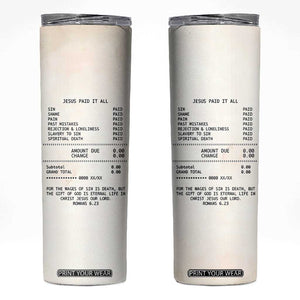 Christian Inspirational Skinny Tumbler Bible Verses Christian Gift Jesus Paid It All TB10 Beige Print Your Wear