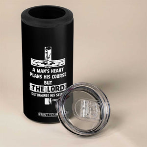 Christian Gifts For Men 4 in 1 Can Cooler Tumbler A Man’s Heart Proverbs 16:9 Bible Verse TB10 Print Your Wear