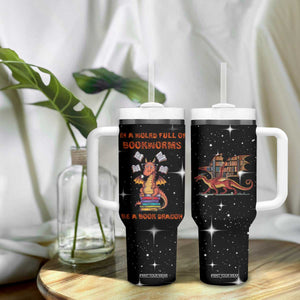 Book Lover Tumbler With Handle In A World Full Of Bookworms Be A Book Dragon TB10 Print Your Wear