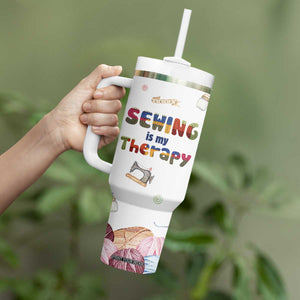 Sewing Gifts For Women Tumbler With Handle Sewing Is My Therapy Quilting Lovers Tailors Crafters TB10 Print Your Wear