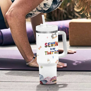 Sewing Gifts For Women Tumbler With Handle Sewing Is My Therapy Quilting Lovers Tailors Crafters TB10 Print Your Wear