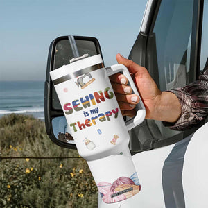Sewing Gifts For Women Tumbler With Handle Sewing Is My Therapy Quilting Lovers Tailors Crafters TB10 Print Your Wear
