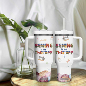 Sewing Gifts For Women Tumbler With Handle Sewing Is My Therapy Quilting Lovers Tailors Crafters TB10 Print Your Wear
