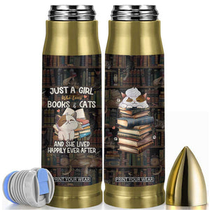 Cat Bookish Bullet Tumbler Just A Girl Who Loves Cats And Books Library Cat TB10 Multicolor Print Your Wear