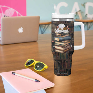 Cat Bookish Tumbler With Handle Just A Girl Who Loves Cats And Books Library Cat TB10 Print Your Wear