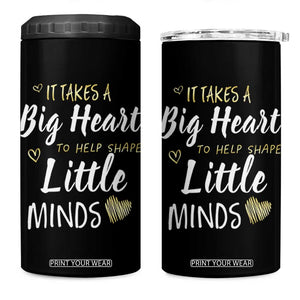 Teacher 4 in 1 Can Cooler Tumbler It Takes a Big Heart Teachers Day Graduation Gifts TB10 One Size: 16 oz Black Print Your Wear