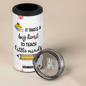 Teacher 4 in 1 Can Cooler Tumbler It Takes a Big Heart Cute Teachers Day Graduation Gifts TB10 Print Your Wear