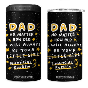 Funny Girl Dad 4 in 1 Can Cooler Tumbler I Will Always Be Your Financial Burden Dad Gifts From Daughter TB10 One Size: 16 oz Black Print Your Wear