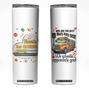 Bus Driver Gifts Skinny Tumbler School Bus Driver Christmas Appreciation Retired Drivers Gift TB10 White Print Your Wear