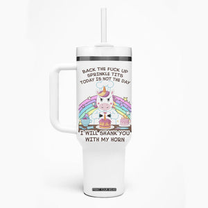 Funny Rude Unicorn Tumbler With Handle Back the F*ck up Sprinkle Tits Today Is Not the Day Shank You With My Horn TB10 Print Your Wear