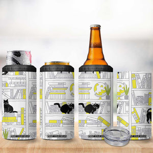 Book Lovers Gifts 4 in 1 Can Cooler Tumbler Library Cat Bookish Gifts For Readers Librarian TB10 Print Your Wear