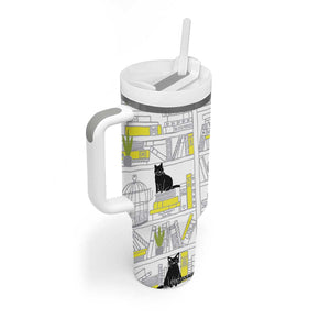 Book Lovers Gifts Tumbler With Handle Library Cat Bookish Gifts For Readers Librarian TB10 Print Your Wear