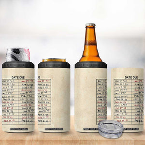 Library Due Date Card 4 in 1 Can Cooler Tumbler Bookish Gifts For Readers Librarian TB10 Print Your Wear