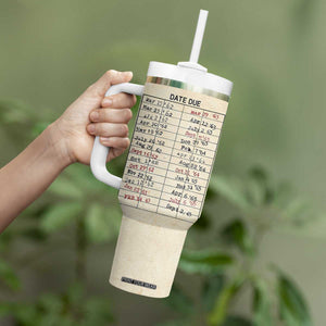 Library Due Date Card Tumbler With Handle Bookish Gifts For Readers Librarian TB10 Print Your Wear