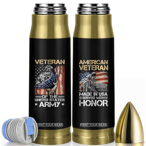 Veteran Of The United States Army Bullet Tumbler Vintage American Flag TB10 Black Print Your Wear