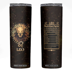 Leo Birthday Skinny Tumbler Born in July August Lion Zodiac Symbol Horoscope Astrology TB10 Brown Print Your Wear