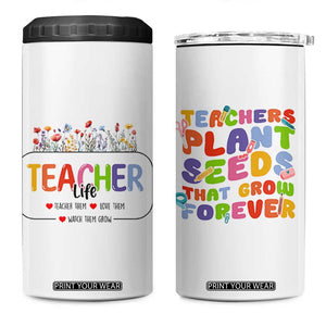 Teacher Life 4 in 1 Can Cooler Tumbler Thank You For Helping Me Grow Best Teacher Appreciation Gifts TB10 One Size: 16 oz White Print Your Wear