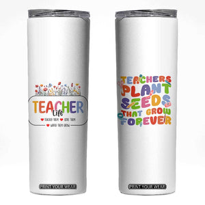 Teacher Life Skinny Tumbler Thank You For Helping Me Grow Best Teacher Appreciation Gifts TB10 White Print Your Wear