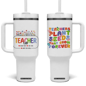 Teacher Life Tumbler With Handle Thank You For Helping Me Grow Best Teacher Appreciation Gifts TB10 One Size: 40 oz White Print Your Wear