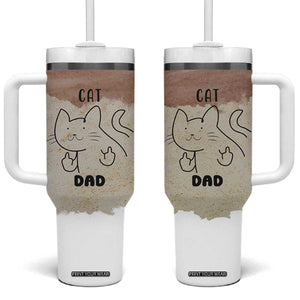 Funny Cat Dad Tumbler With Handle Father's Day Cat Lover Gag Gift TB10 One Size: 40 oz Brown Print Your Wear