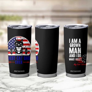 Best Cat Dad Ever Tumbler Cup Funny Father's Day Cat Lover Gag Gift American Flag TB10 Print Your Wear