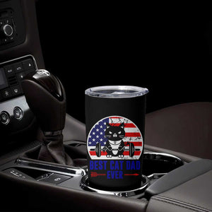 Best Cat Dad Ever Tumbler Cup Funny Father's Day Cat Lover Gag Gift American Flag TB10 Print Your Wear