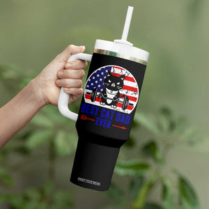 Best Cat Dad Ever Tumbler With Handle Funny Father's Day Cat Lover Gag Gift American Flag TB10 Print Your Wear