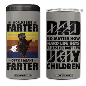 Funny Father's Day Gift For Dad 4 in 1 Can Cooler Tumbler Papa Bear World's Best Farter I Mean Father TB10 One Size: 16 oz Grey Print Your Wear