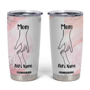 Personalized Mom Gifts Tumbler Cup Mama Holding Hands Custom Kid Names Mothers Day Gift TB10 Light Pink Print Your Wear