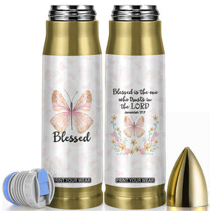 Christian Gifts for Women Faith Bullet Tumbler Blessed Inspirational Religious Bible Gift for Her Pink Butterfly TB10 Pink Print Your Wear