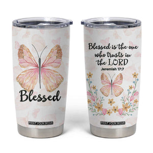 Christian Gifts for Women Faith Tumbler Cup Blessed Inspirational Religious Bible Gift for Her Pink Butterfly TB10 Pink Print Your Wear