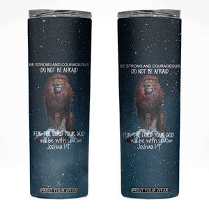 Bible Verse Skinny Tumbler Inspirational Scripture Strong & Courageous Joshua 1:9 TB10 Navy Print Your Wear