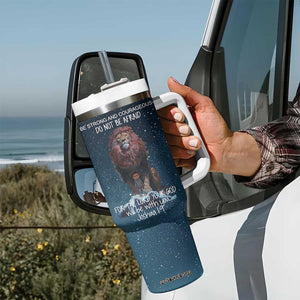 Bible Verse Tumbler With Handle Inspirational Scripture Strong & Courageous Joshua 1:9 TB10 Print Your Wear